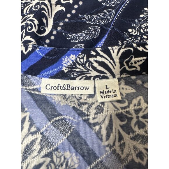 Croft & Barrow Womens Sleeveless Blue Paisley Pleated Top Large Summer Cruise - Picture 4 of 7